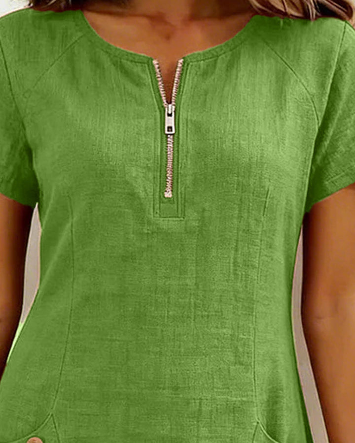 ELIANA | Chic Zip-Front Mini Dress with Pockets