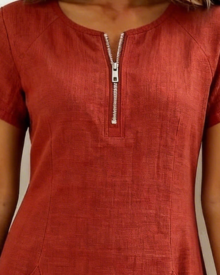 ELIANA | Chic Zip-Front Mini Dress with Pockets