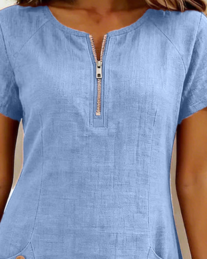 ELIANA | Chic Zip-Front Mini Dress with Pockets