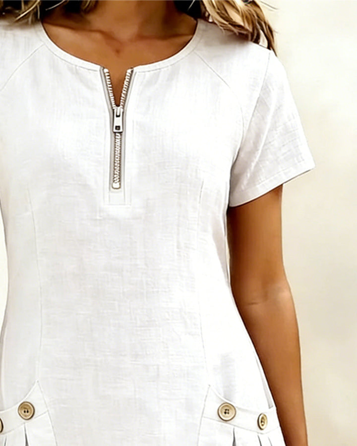 ELIANA | Chic Zip-Front Mini Dress with Pockets